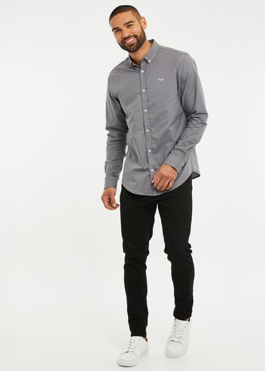 Threadbare Grey Oxford Cotton Long Sleeve Shirt