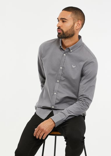 Threadbare Grey Oxford Cotton Long Sleeve Shirt