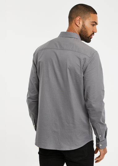 Threadbare Grey Oxford Cotton Long Sleeve Shirt