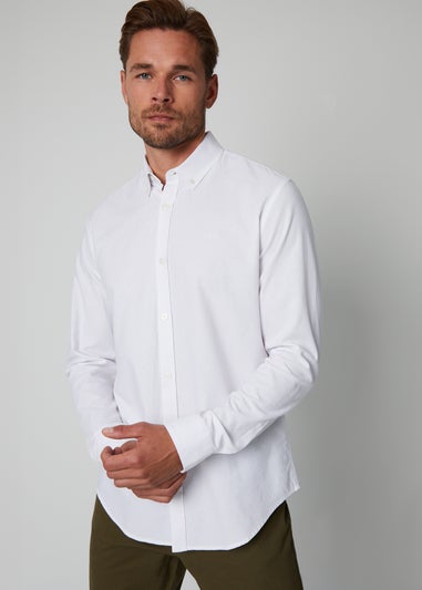 Threadbare White Oxford Cotton Long Sleeve Shirt