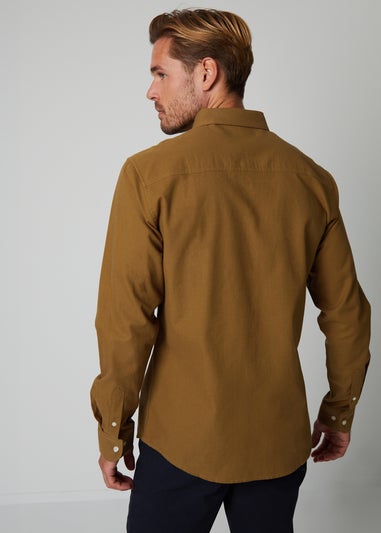 Threadbare Camel Oxford Cotton Long Sleeve Shirt