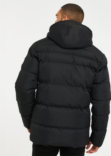 Threadbare Black Showerproof Hooded Padded Jacket