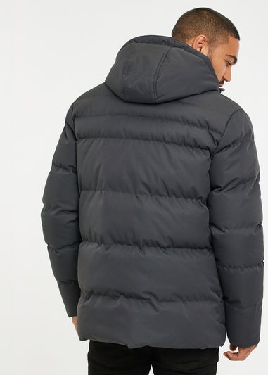 Threadbare Charcoal Showerproof Hooded Padded Jacket