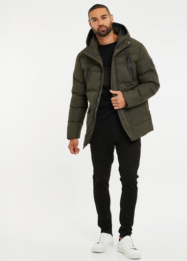 Threadbare Khaki Showerproof Hooded Padded Jacket