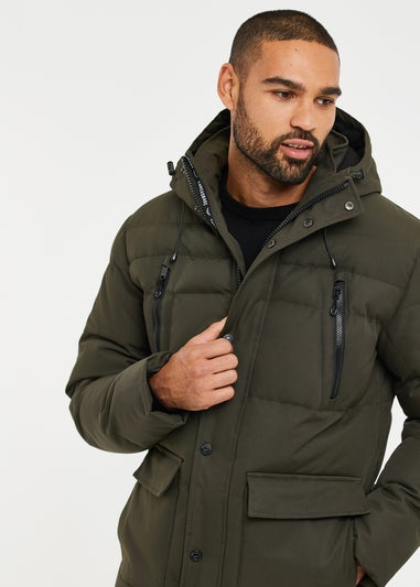 Threadbare Khaki Showerproof Hooded Padded Jacket