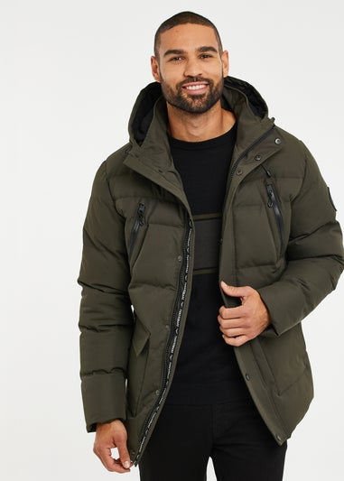 Threadbare Khaki Showerproof Hooded Padded Jacket