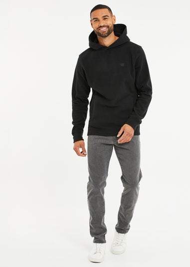 Threadbare Black Microfleece Overhead Hoodie