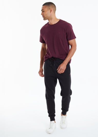 Threadbare Black Cotton Blend Trifoliate Joggers