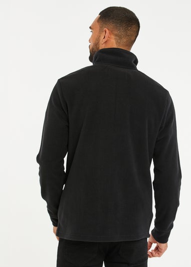 Threadbare Black Quarter Zip Quilted Fleece Jumper