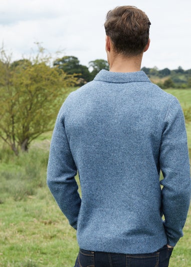 Threadbare Blue Long Sleeve Quarter Zip Polo Jumper