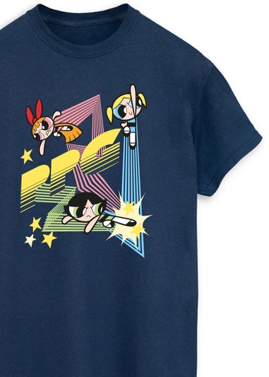 The Powerpuff Girls Navy Zig Zag Boyfriend Fit T-Shirt