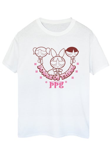 The Powerpuff Girls White Power Of Three Boyfriend Fit T-Shirt