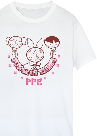 The Powerpuff Girls White Power Of Three Boyfriend Fit T-Shirt