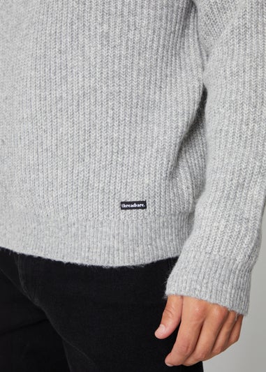 Threadbare Grey Quarter Zip Knitted Jumper