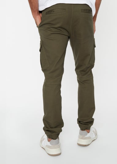 Threadbare Khaki Cotton Blend Cuffed Cargo Pocket Trousers