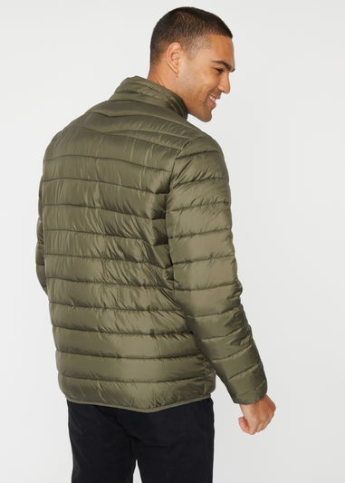 Threadbare Khaki Matte Finish Padded Funnel Neck Jacket