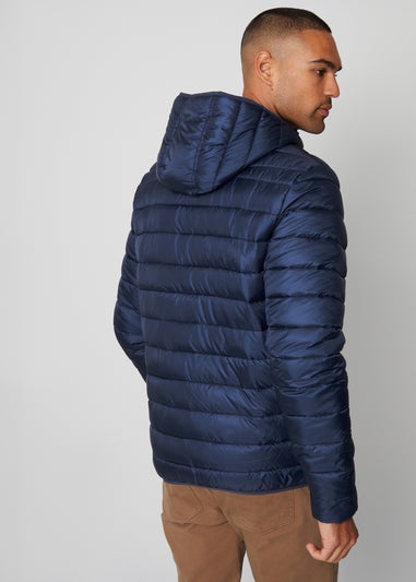 Threadbare Navy Matte Finish Padded Hooded Jacket