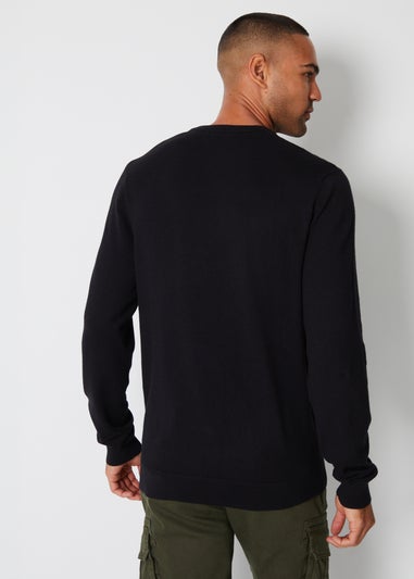 Threadbare Black Crew Neck Knitted Jumper