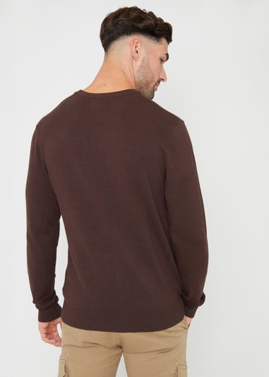 Threadbare Brown Crew Neck Knitted Jumper