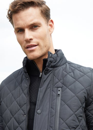 Threadbare Black Showerproof Quilted Patch Pocket Jacket