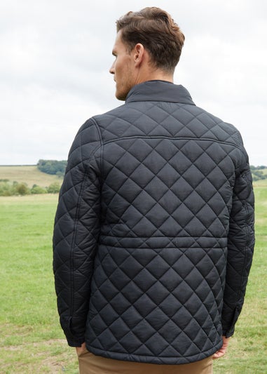 Threadbare Black Showerproof Quilted Patch Pocket Jacket