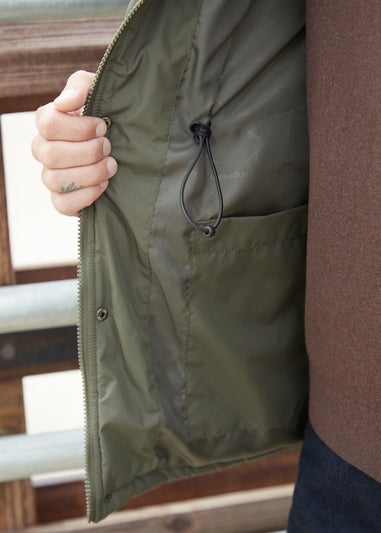 Threadbare Khaki Showerproof Quilted Patch Pocket Jacket