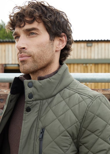 Threadbare Khaki Showerproof Quilted Patch Pocket Jacket