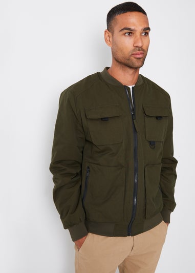 Threadbare Khaki Showerproof Utility Bomber Jacket