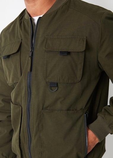 Threadbare Khaki Showerproof Utility Bomber Jacket