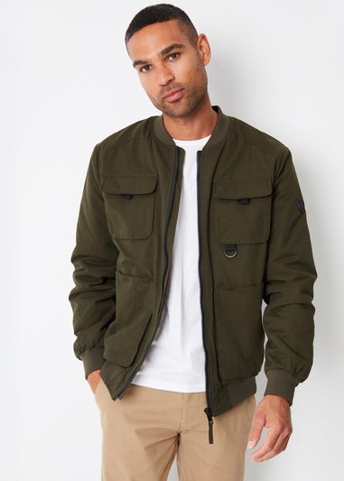 Threadbare Khaki Showerproof Utility Bomber Jacket