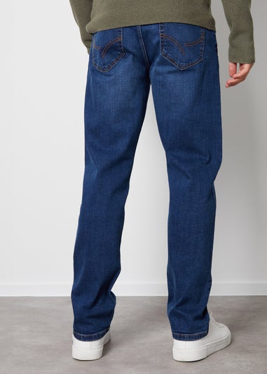 Threadbare Blue Straight Fit Jeans With Stretch