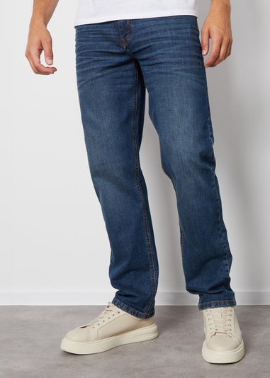 Threadbare Indigo Blue Straight Fit Jeans With Stretch