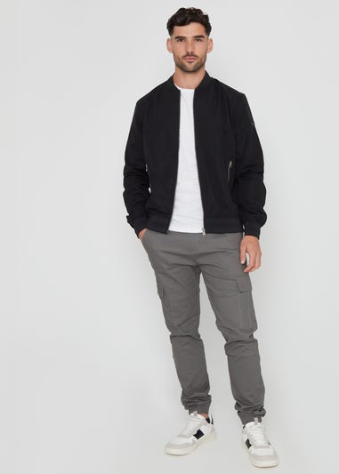 Threadbare Black Showerproof Classic Bomber Jacket