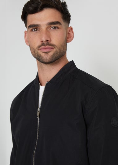 Threadbare Black Showerproof Classic Bomber Jacket