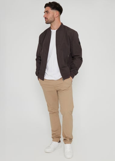 Threadbare Chocolate Showerproof Classic Bomber Jacket