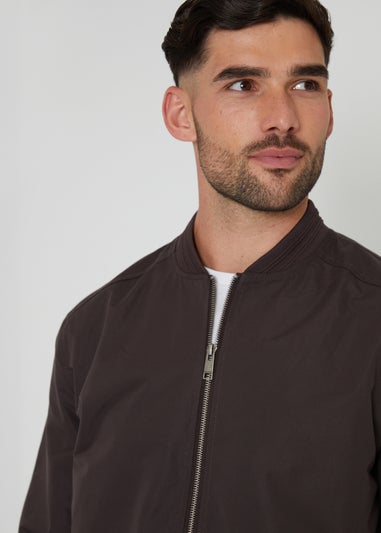 Threadbare Chocolate Showerproof Classic Bomber Jacket