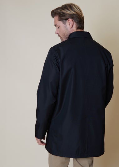 Threadbare Black Showerproof Longline Collared Mac Jacket