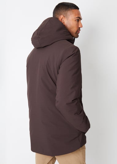 Threadbare Chocolate Showerproof Patch Pocket Padded Hooded Coat