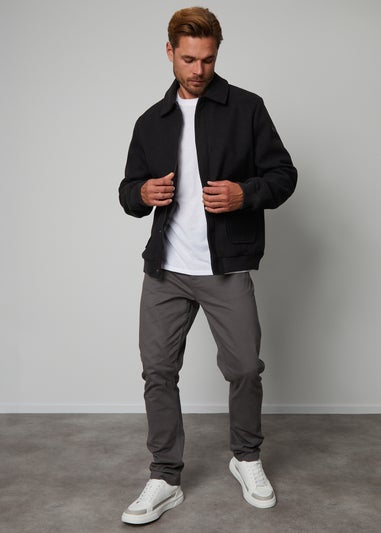 Threadbare Black Collared Bomber Style Shacket