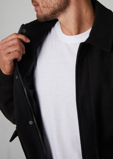 Threadbare Black Collared Bomber Style Shacket