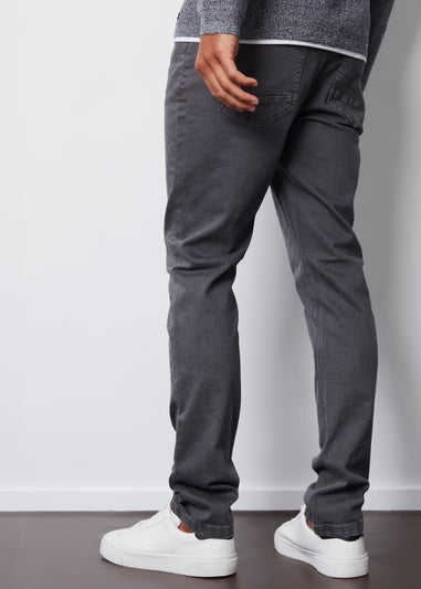 Threadbare Dark Grey Slim Fit Overdyed Stretch Denim Jeans