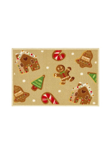 FloorMatters Printed Loop Gingerbread Washable Runner and Mat