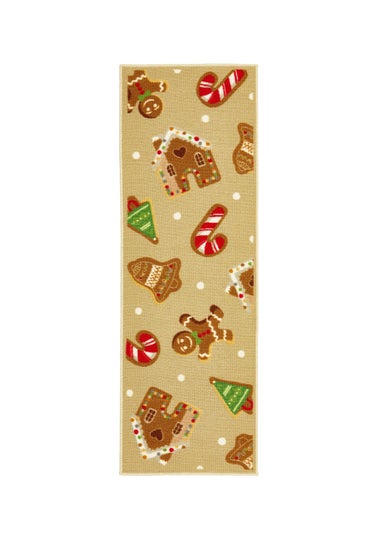 FloorMatters Printed Loop Gingerbread Washable Runner and Mat