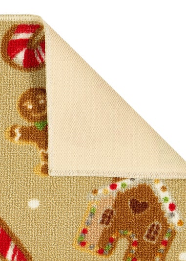 FloorMatters Printed Loop Gingerbread Washable Runner and Mat