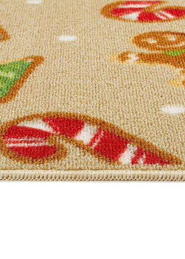 FloorMatters Printed Loop Gingerbread Washable Runner and Mat