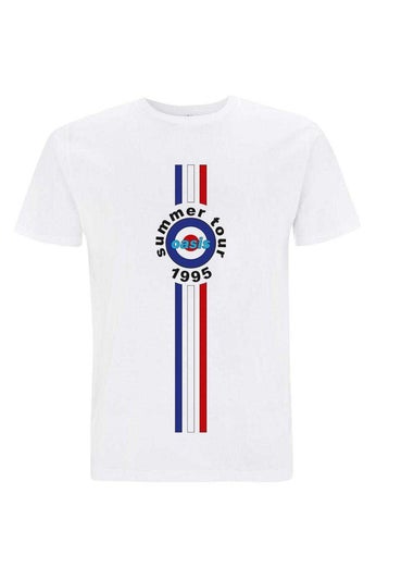 Oasis White Summer Tour 1995 Stripe Detail T-Shirt