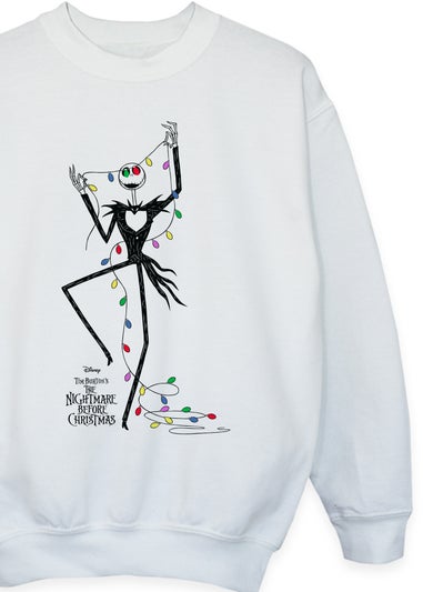 Disney Kids White The Nightmare Before Christmas Lights Sweatshirt (3-13 Years)