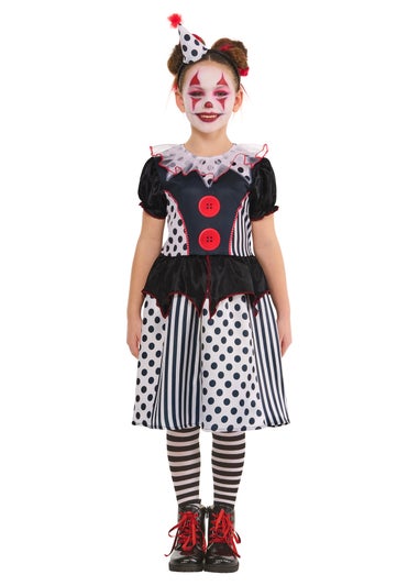 Rubies Kids Monochrome Clown Dress Costume (3-8 Yrs)