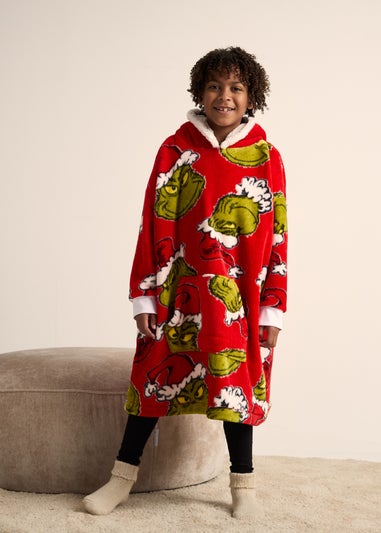 The Grinch Unisex Red Hooded Blanket