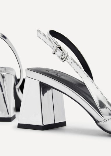 Linzi Brooklyn Silver Chrome Sling Back Court Heel